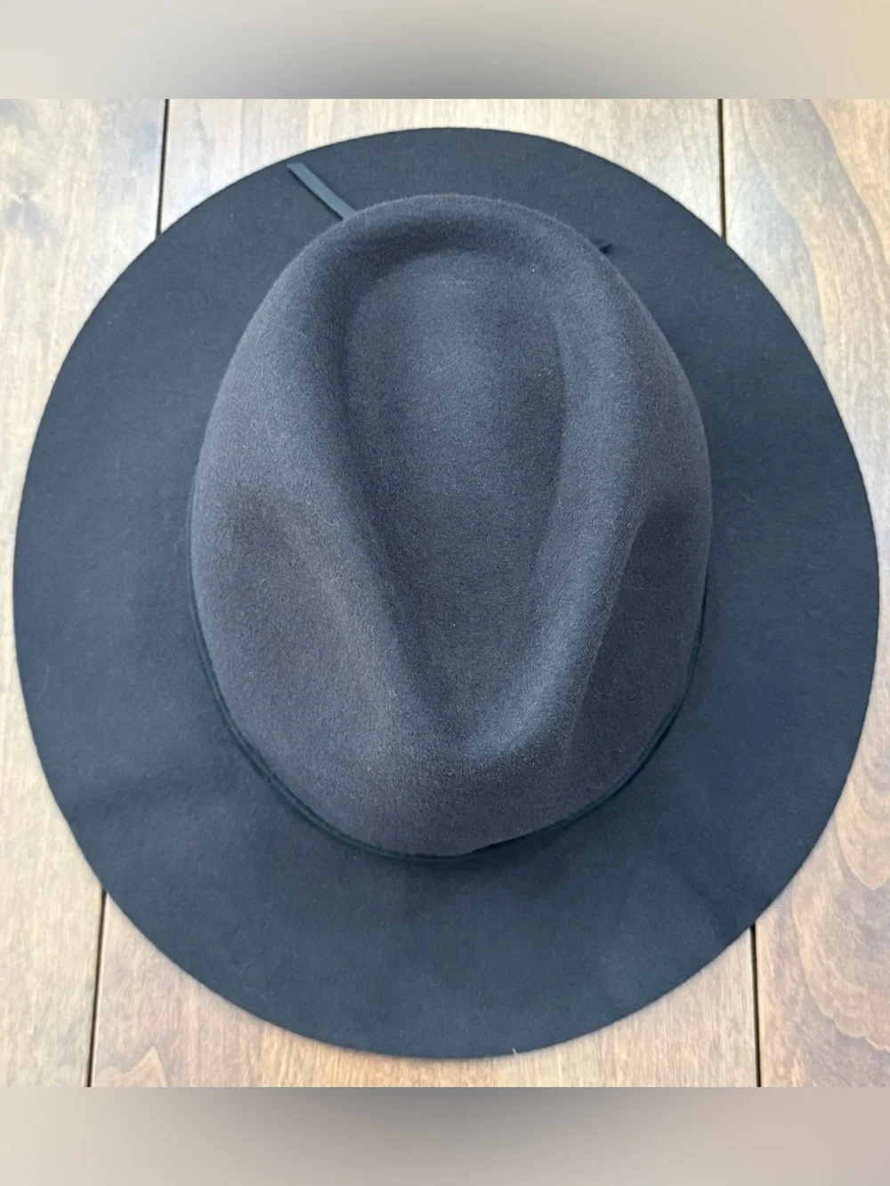 Brixton Wesley Packable Fedora in Washed Black with Black Leather Strap Sz Large